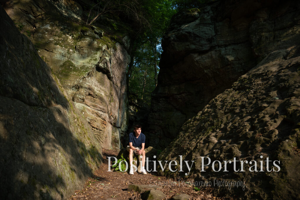This senior session was the perfect mix of strength, style, and personality. The mix of weathered stone and rich greenery at Whipps Ledges creates a timeless setting for capturing lasting memories. Cameron brought it all: classic looks, meaningful details, and genuine confidence.